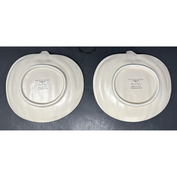 Set of 3 BARBARA EIGEN POTTERY BARN PUMPKIN White Salad Dessert Appetizer Plates - Picture 4 of 11